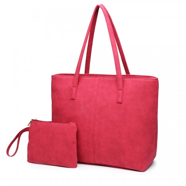E1769 CT - Miss Lulu Fashionable PU Tote Bag Claret